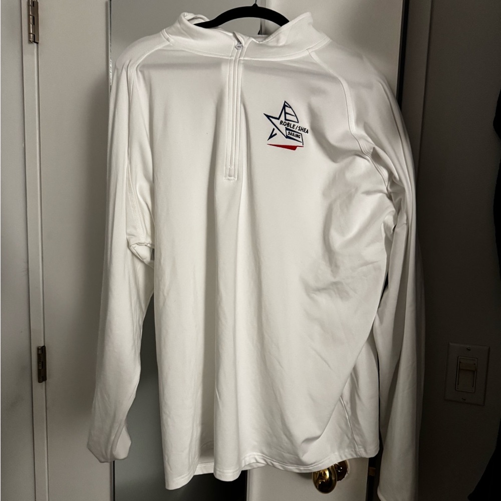 White Quarter-Zip Pullover with Logo